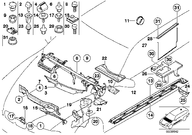 2000 BMW 528i Body Parts / Floor Panel / Engine Compartment Diagram