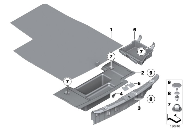 2011 BMW 750Li Floor Carpet, Luggage Compartment Diagram for 51477212918