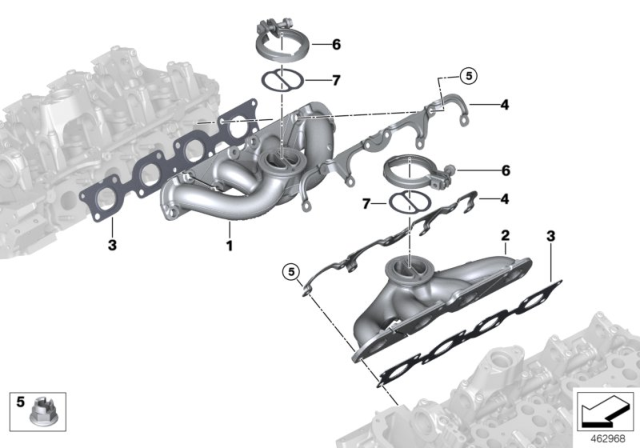 2016 BMW 750i xDrive Exhaust Manifold/Cylinder Head Gasket Diagram for 11627614095