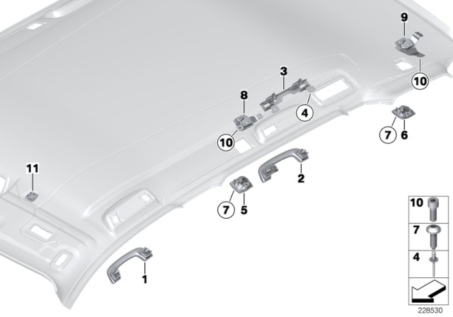 2012 BMW X3 Mounting Parts, Roofliner Diagram