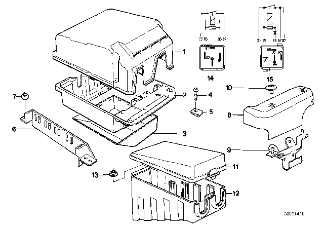 1994 BMW 750iL Relay Motor / Control Unit-Box Diagram