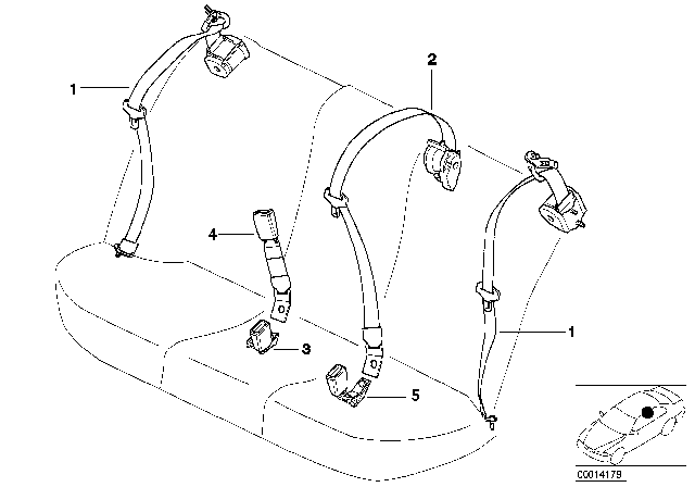 1999 BMW 528i Safety Belt Rear Diagram