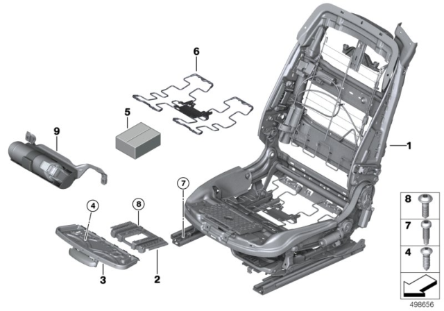 2014 BMW 428i Front Seat Backrest Frame Diagram