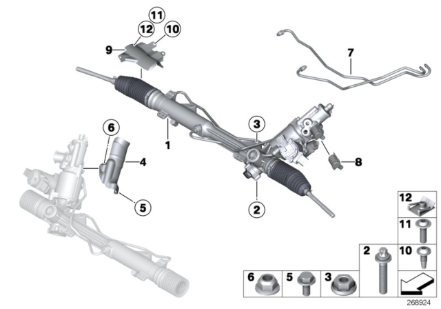 2012 BMW 335i Exchange Hydro Steering Gear,Active Steering Diagram for 32106784553