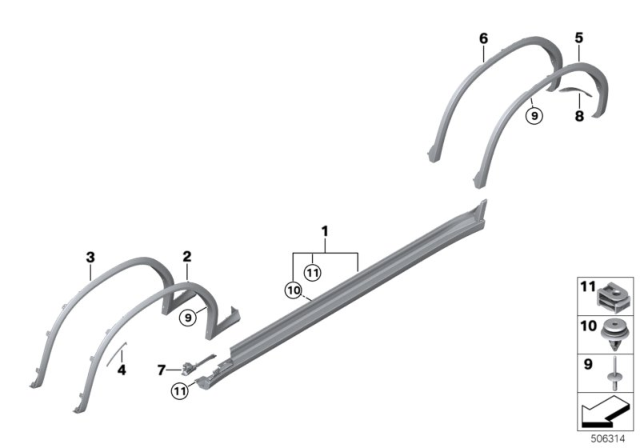 2020 BMW X4 M Wheel Arch Trim Primed Front Diagram for 51778082472
