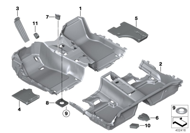 2015 BMW 320i Floor Covering Diagram