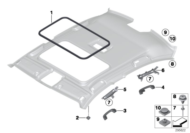 2017 BMW 330e Mounting Parts, Roofliner Diagram