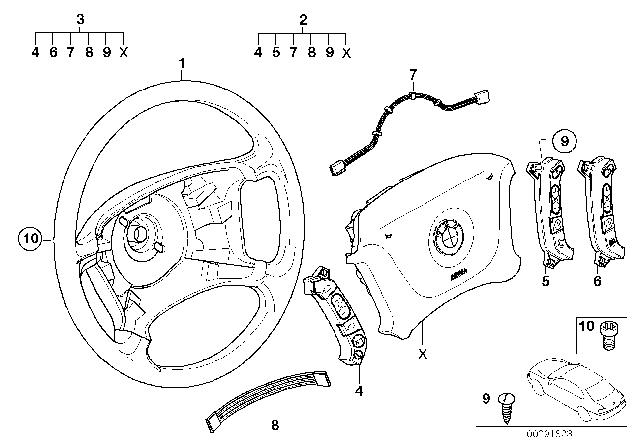 1998 BMW 540i Steering Wheel Airbag - Smart Multifunction Diagram 2