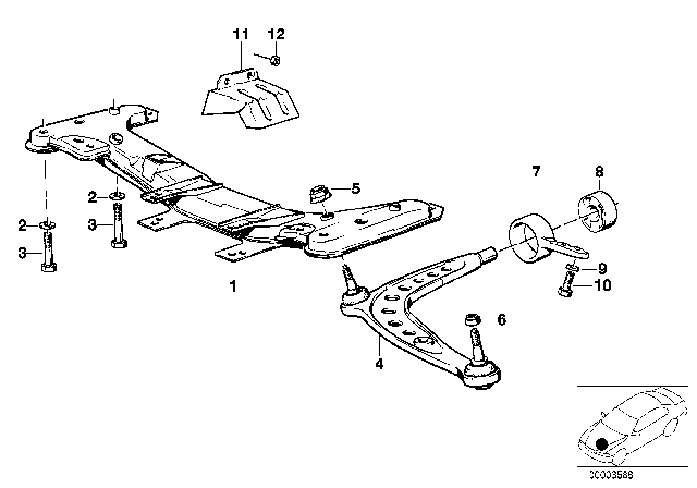 1990 BMW 325is Front Axle Support / Wishbone Diagram