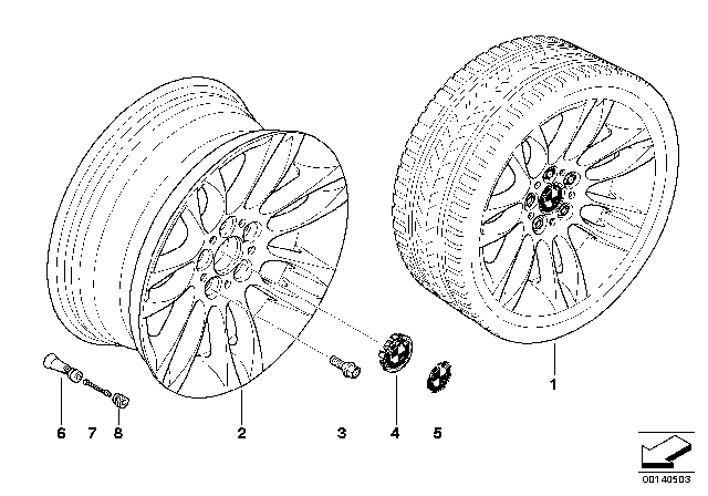 2012 BMW 335i BMW LA Wheel, Double Spoke Diagram