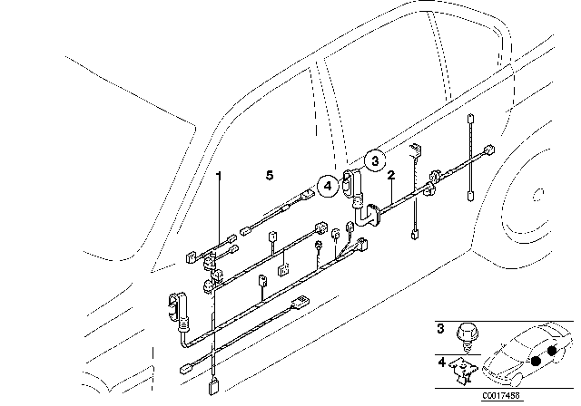 1993 BMW 325i Wiring Rear Right Diagram for 61121393542