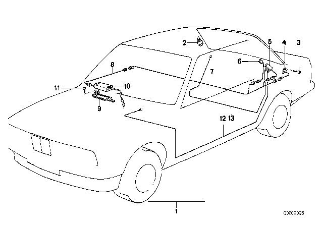 1990 BMW 735i Single Parts For Antenna-Diversity Diagram
