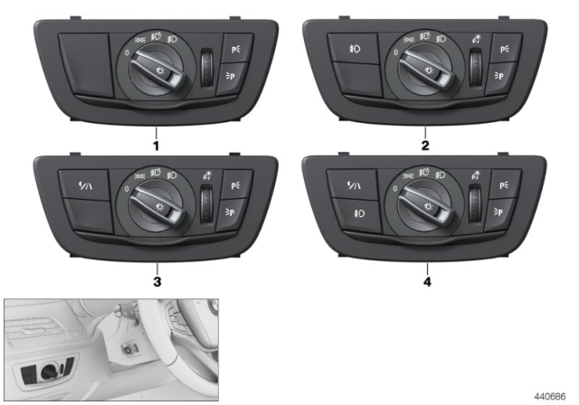 2017 BMW 740e xDrive Headlight Switch Diagram for 61319493723