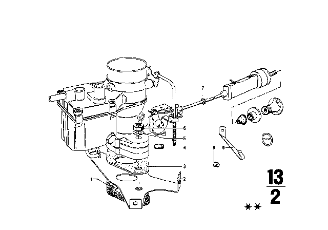 1971 BMW 2002 Carburetor Mounting Parts Diagram 1