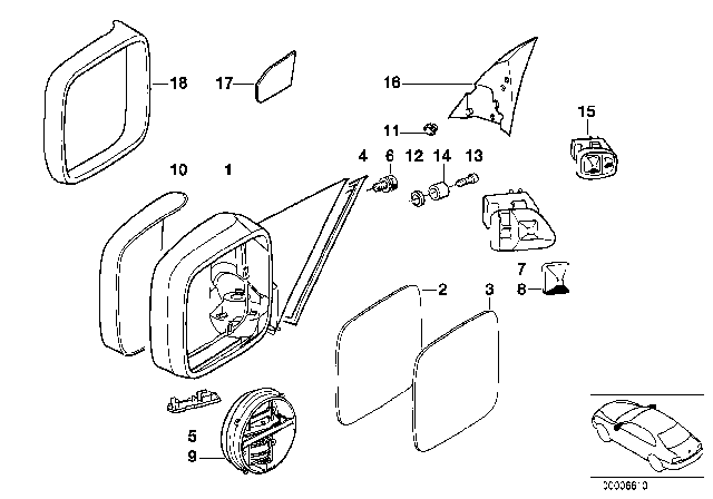 1993 BMW 525i Electric.Exterior Heatable Mirror Right Diagram for 51168137370