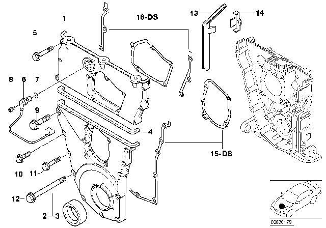 1991 BMW 318is Timing Case Cover, Top Diagram for 11141727174