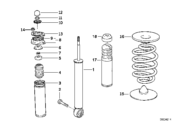 1994 BMW 320i Single Components For Rear Spring Strut Diagram