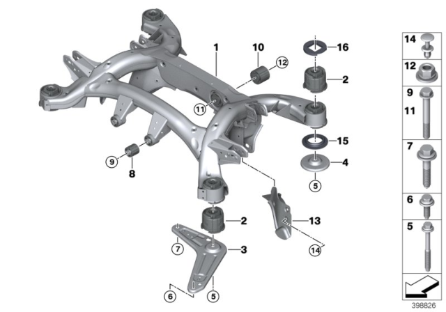 2016 BMW X5 M Rubber Mounting Front Diagram for 33176770947