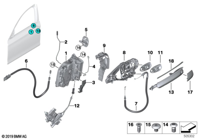 2020 BMW 740i xDrive Locking System, Door Diagram 1