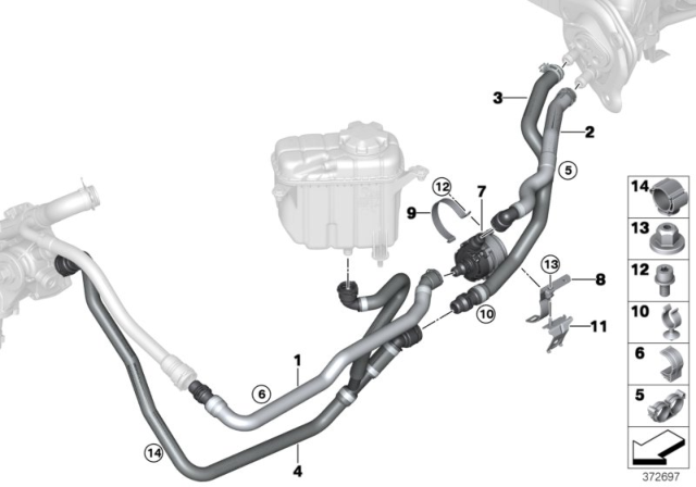 2016 BMW M3 Coolant Hoses / Electrical Coolant Pump Diagram