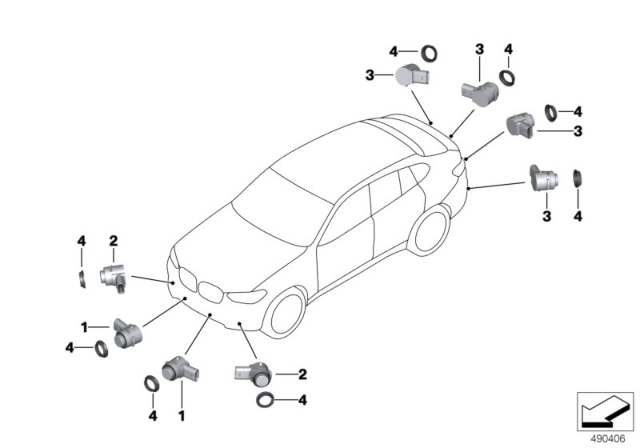 2020 BMW X4 Park Distance Control (PDC) Diagram