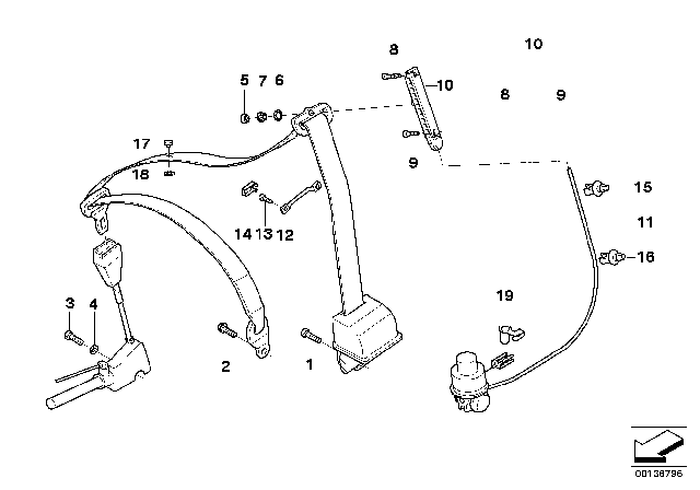 1999 BMW 528i Bowden Cable Right Diagram for 72118125858