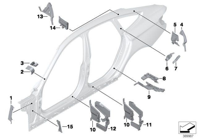 2019 BMW 440i Gran Coupe Cavity Shielding, Side Frame Diagram