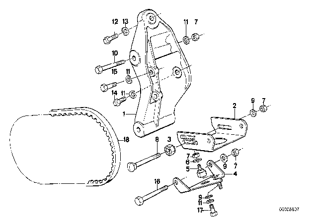 1985 BMW 535i Air Conditioning Compressor - Supporting Bracket Diagram