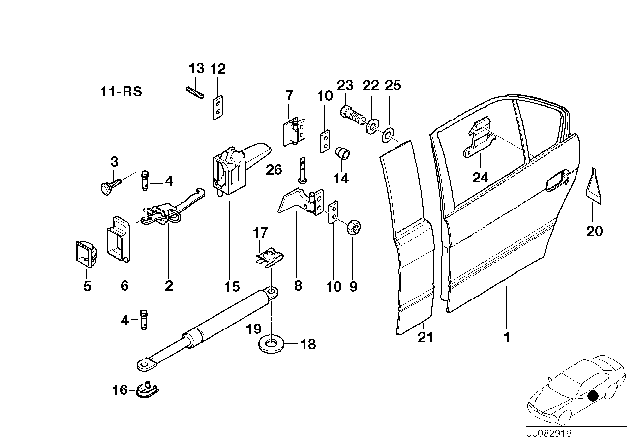 1996 BMW 750iL Hinge, Rear Door, Upper, Right Diagram for 41528184172