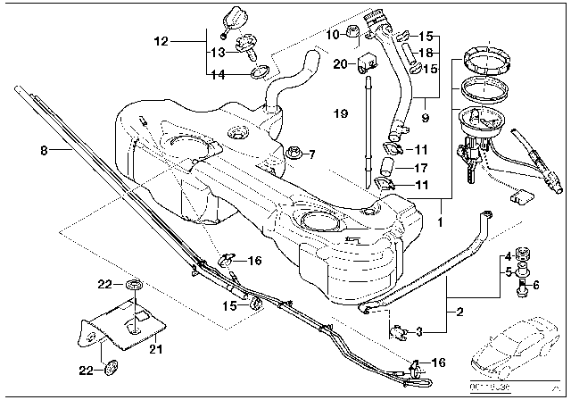 1999 BMW 323i Fuel Tank / Attaching Parts Diagram