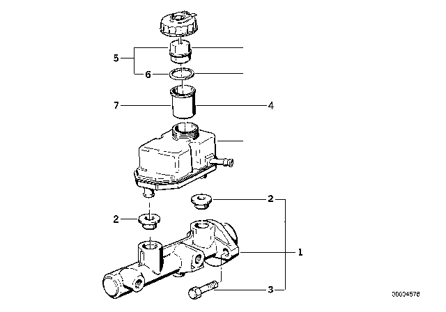 1995 BMW 850CSi Brake Master Cylinder / Expansion Tank Diagram