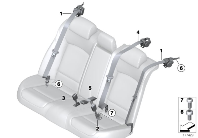 2015 BMW 750i Rear Center Upper Seat Belt Diagram for 72117269507