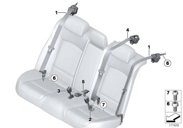 2015 BMW 750i Rear Right Lower Seat Belt Diagram for 72117303914