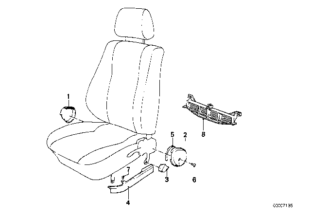1989 BMW 325is Seat Front Seat Coverings Diagram