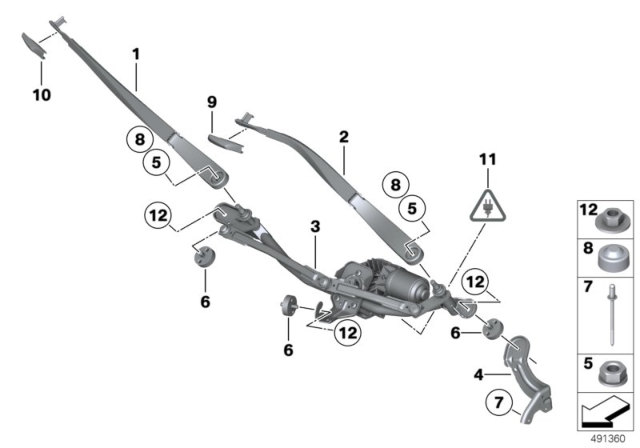 2014 BMW 740i Single Wiper Parts Diagram