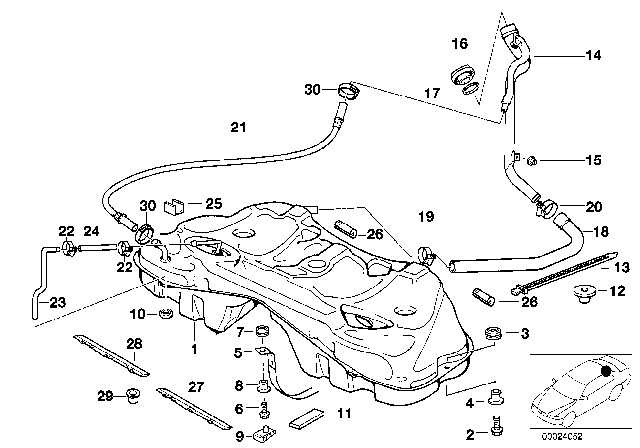 1998 BMW 740i Rubber Seal Diagram for 16116755071