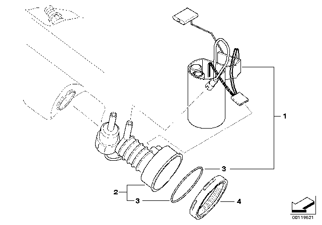 2005 BMW Z4 Fuel Filter Pressure Regulator Repair Kit Diagram for 16117197690