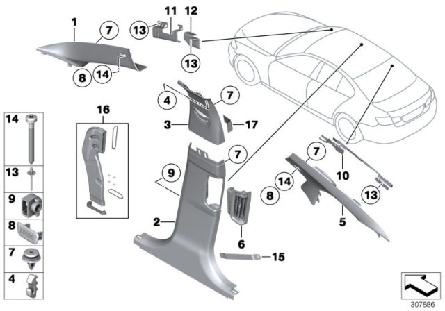 2013 BMW 535i Trim Panel Diagram