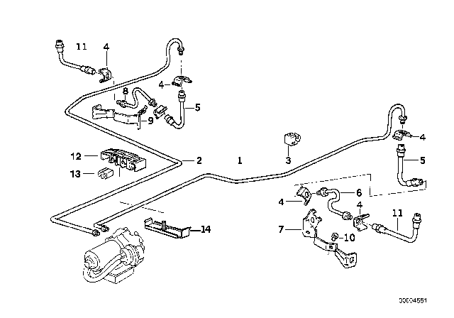 1996 BMW 328is Bracket Brake Pipe Right Diagram for 34321159936