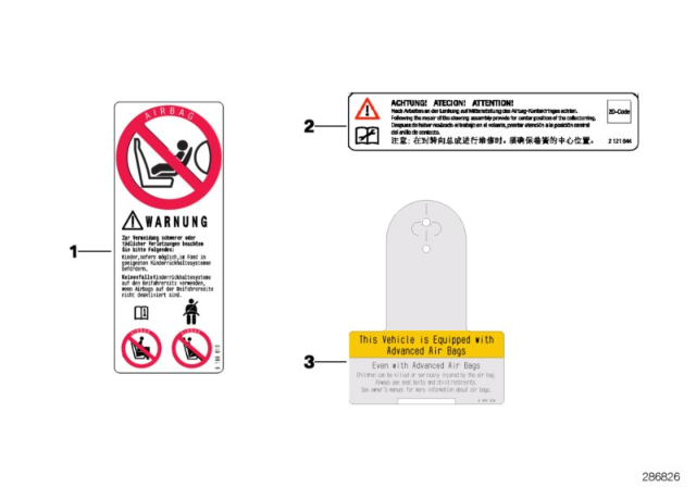 2015 BMW X5 M Instruction Notice, Airbag Diagram 2
