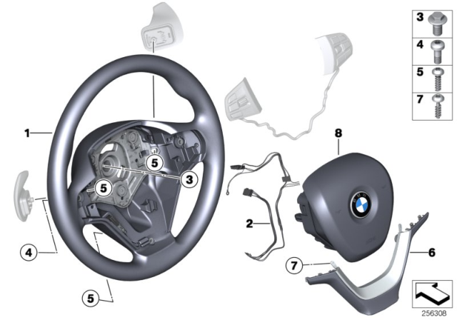 2015 BMW X3 Sport Steering Wheel, Airbag, W/Shift Paddles Diagram
