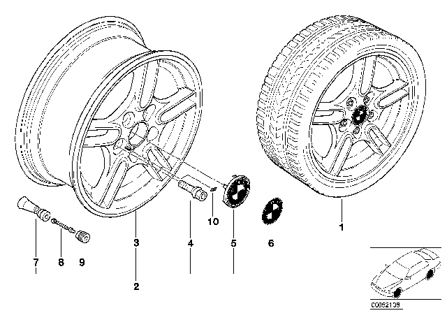 2003 BMW 530i BMW LA Wheel, M Parallel Spoke Diagram