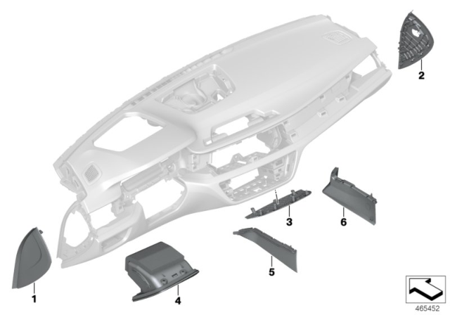 2020 BMW M760i xDrive Individual Dashboard, Mounting Parts Diagram