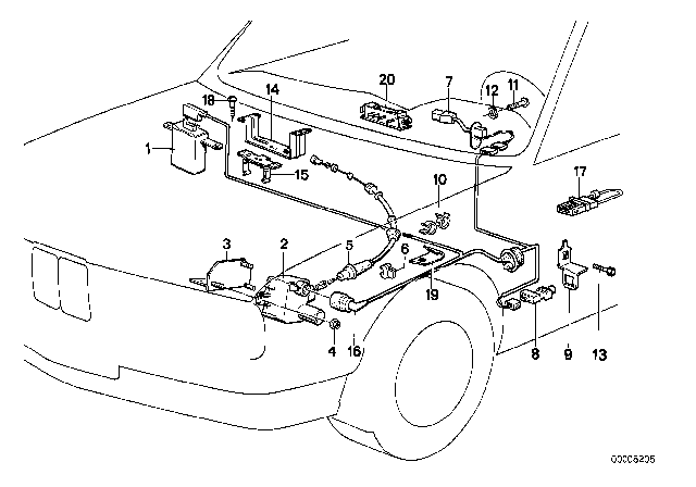 1990 BMW 325ix Clutch Switch Bracket Diagram for 35111157815