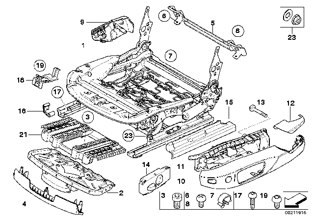 2008 BMW 328i Electrical Seat Mechanism, Left Diagram for 52107135543