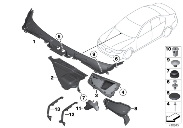 2013 BMW 320i Trim Panel, Cowl Panel Diagram