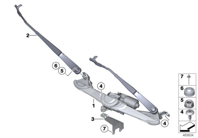 2015 BMW X4 Single Wiper Parts Diagram