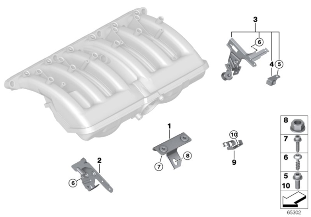 2001 BMW 330Ci Mounting Parts For Intake Manifold System Diagram