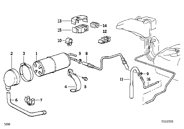 1994 BMW 740i Vent Pipe Diagram for 16131181929