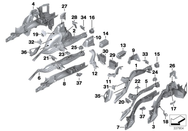 2016 BMW 328i xDrive Rear Wheelhouse / Floor Parts Diagram